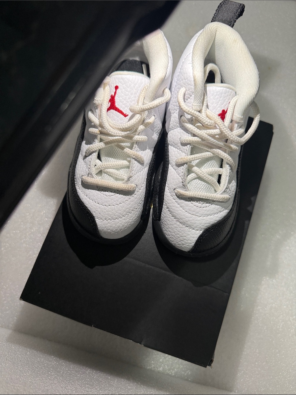 White and Black Toddler jordan 12 retro Sneakers